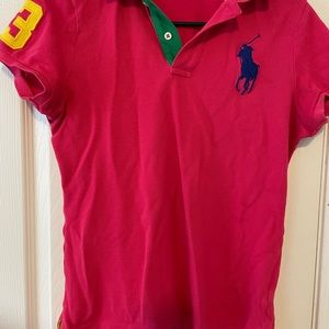 Women’s Ralph Lauren classic polo pink medium slim fit GUC